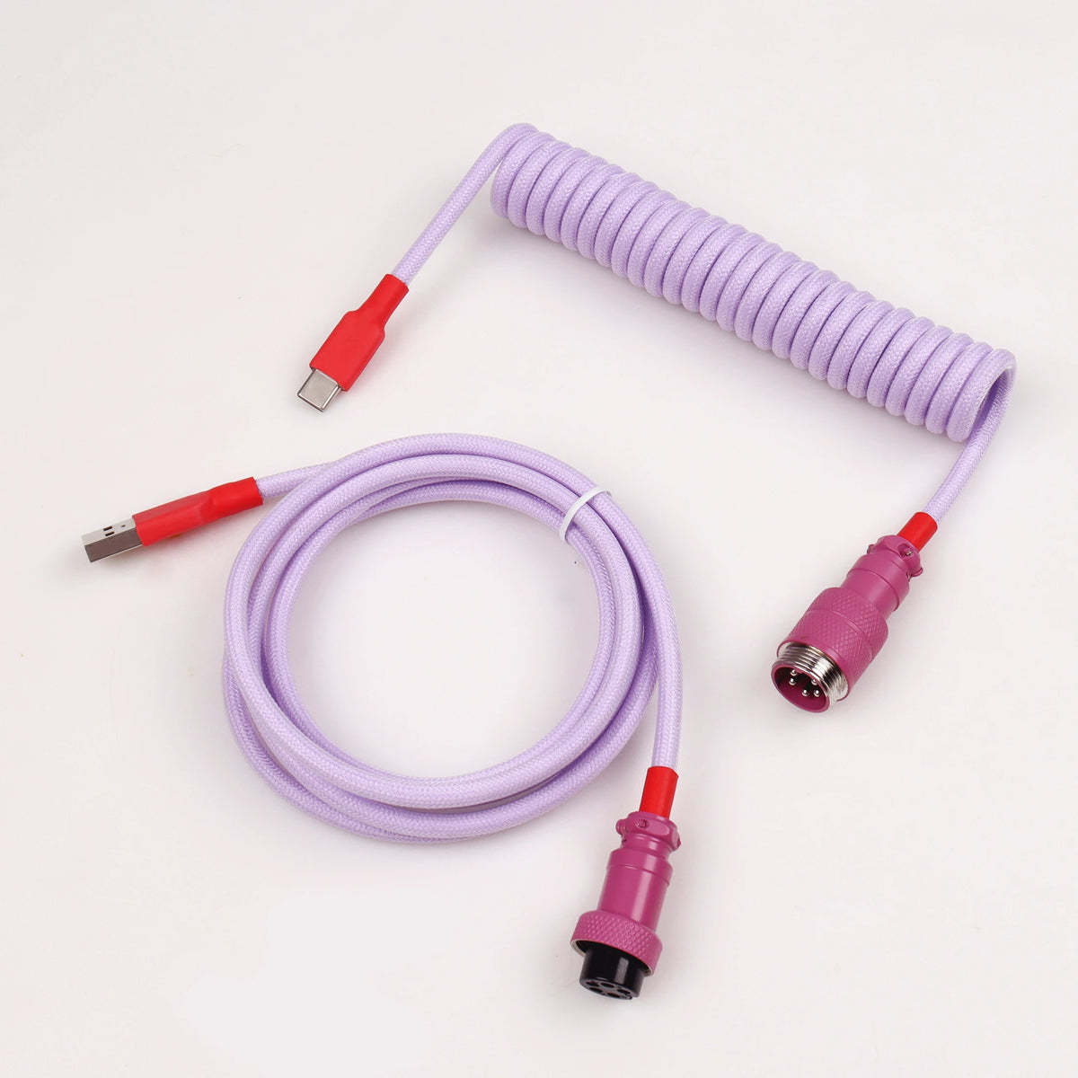 LANO Custom Paracord Coiled Mechanical Keyboard Type C Data Spring Cable GX16 Aviator Coil Spiral Usb C for Gaming Coiled Cable