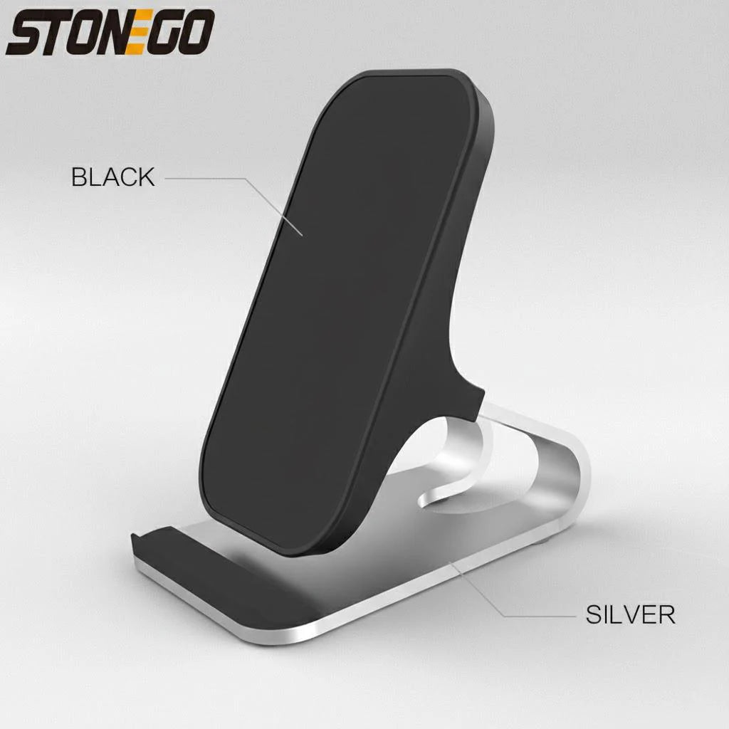 10W 7 5W 5W Qi Fast Wireless Charger Mount 2 Coils Case Friendly Anti Slip Rubber Type C Input