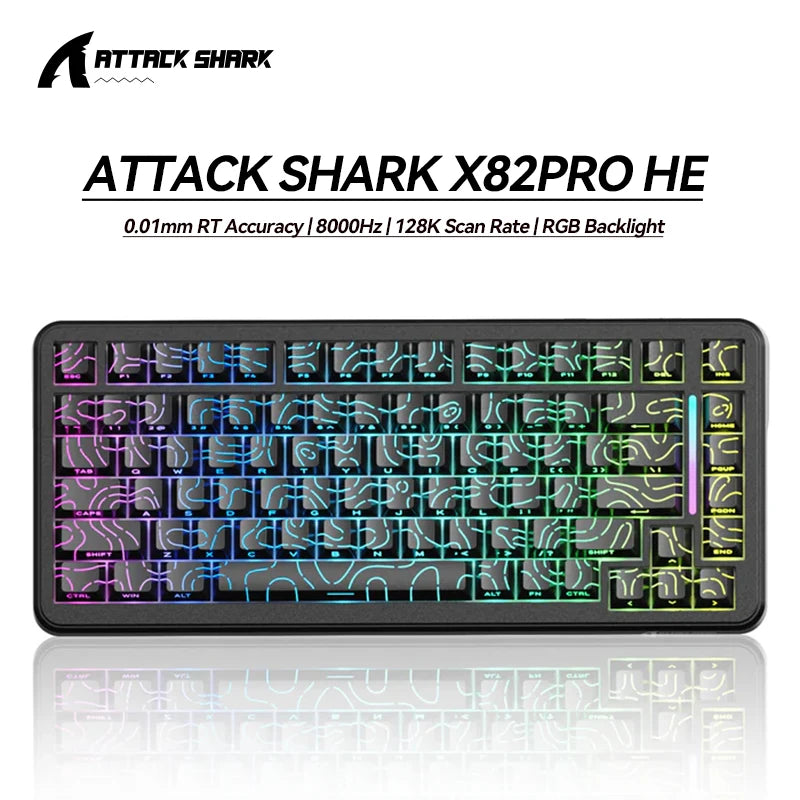 ATTACK SHARK X82PRO HE Magnetic Switch Keyboard 75% 8K RGB Hot Swappable PBT Triple Mode For Gamers