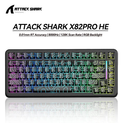 ATTACK SHARK X82PRO HE Magnetic Switch Keyboard 75% 8K RGB Hot Swappable PBT Triple Mode For Gamers