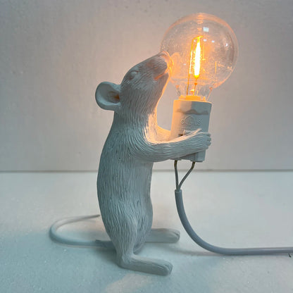 Modern Resin Animal LED Table Lamp - Mouse Cat Squirrel Design Night Light Desk Lighting Fixture for Home Decor