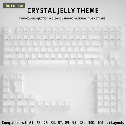 Crystal Jelly Side Front Printed Keycaps for Mechanical Keyboard 60 75 80 100 Layout Key Caps Korean Japanese Русский Arabic