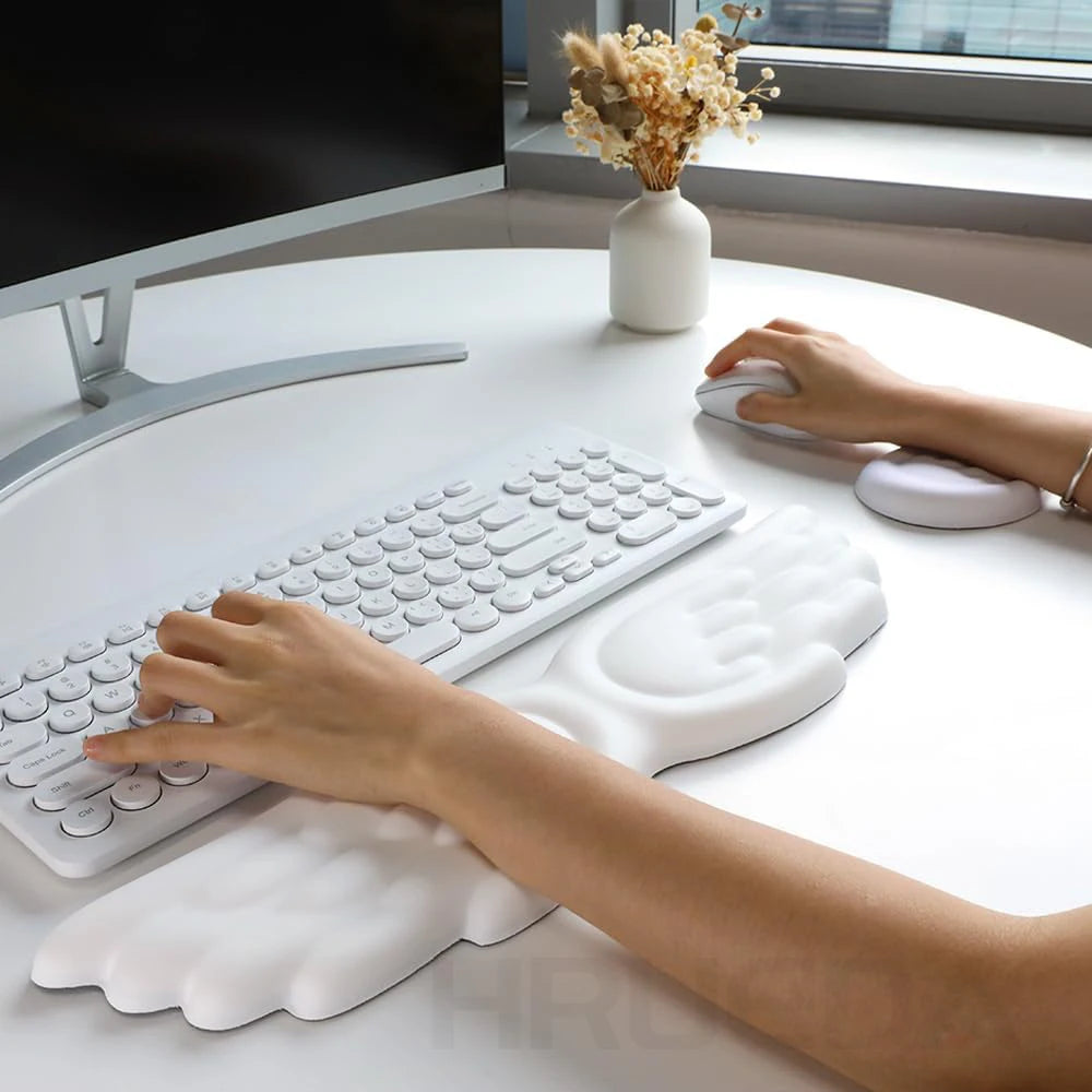 Mousepad Ergonomic Angel Keyboard Wrist Rest and Mouse Pad Set Reduce Wrist Pain for Office and Gaming Use