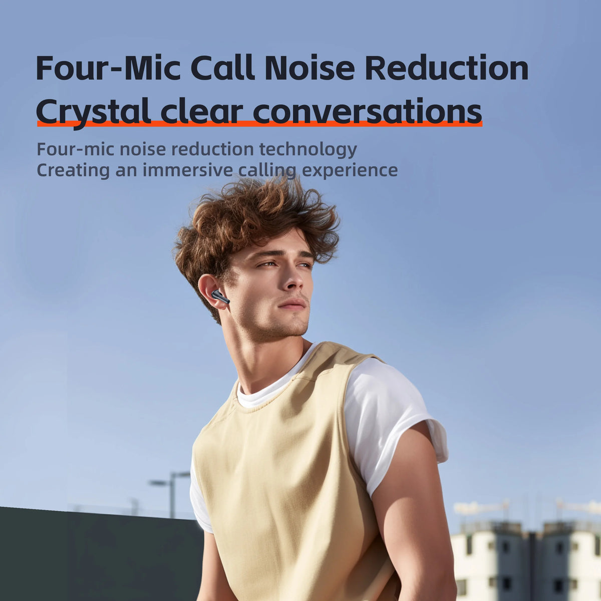 Wireless Headphones,QERE E40,NEW TWS Bluetooth 5.3,HD Microphone,HIFI Earphones,13mm Driver,Display screen+touch,4 Mics+ENC Call
