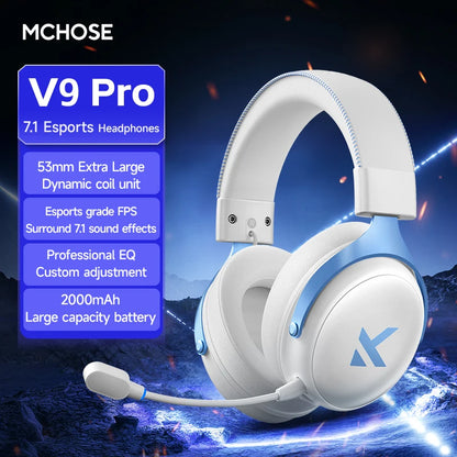MCHOSE V9 Pro Gaming Headphones 2.4G BT5.3 Wireless BT5.3 Headset 7.1 FPS Surround Sound Earphones With Noise Reduction Mic