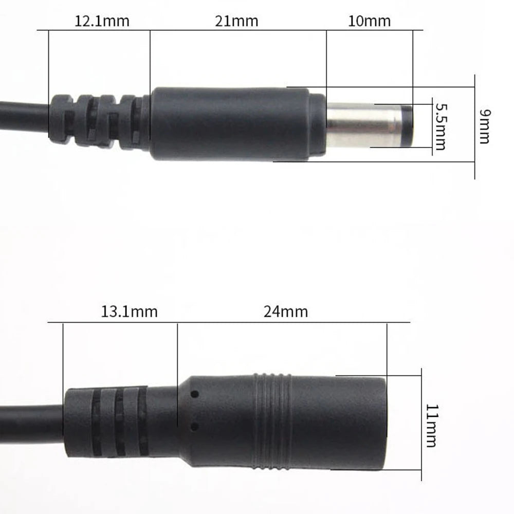 5M 10M DC12V Power Extension Cable 5.5mm*2.1mm Connector Male To Female For LED Lamp CCTV Security Camera Power Cable Cord Black
