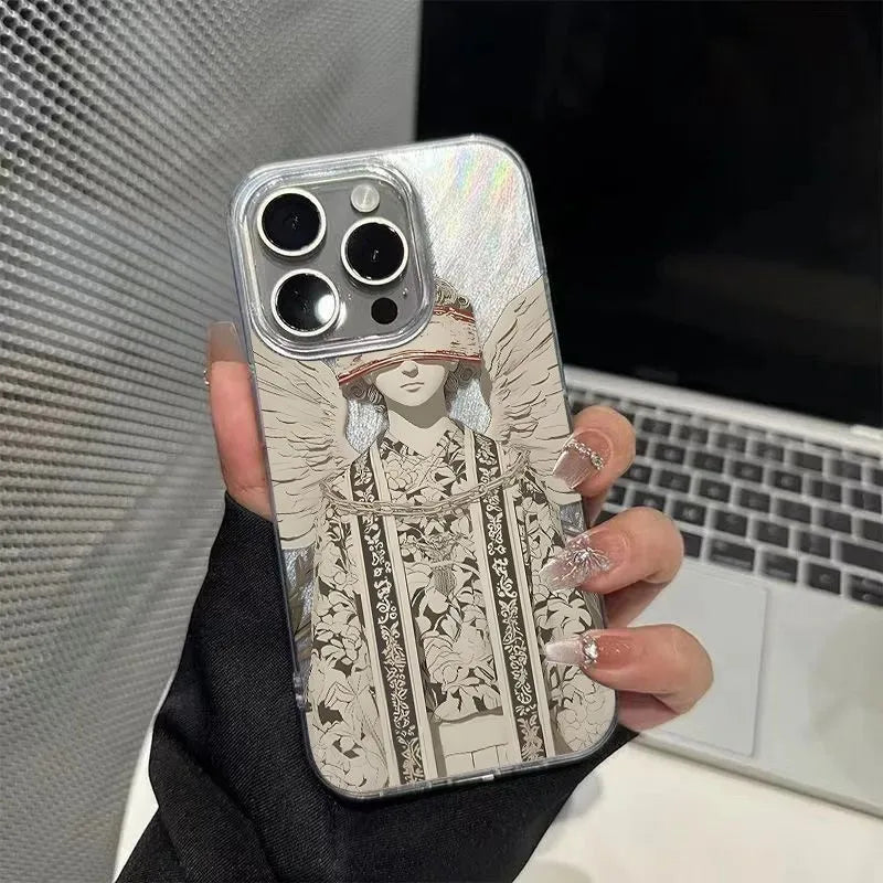 Luxury Black&White Sun Phone Case For iPhone 16 15 14 13 12 11 Pro Max 16E XS X XR 7 8 Plus SE2 Cover Shockproof Cover