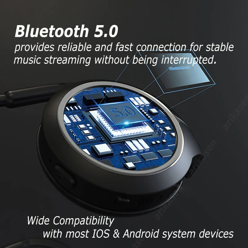 MP3 Player Bluetooth Headphones with TF Card Slot Sport Wireless Earphones HD Sound On Ear Bluetooth Headsets with Microphones