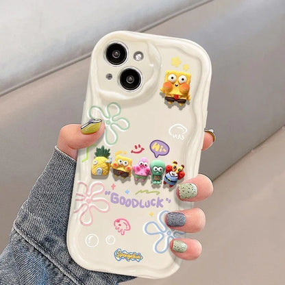 For Samsung Galaxy S24 S20 FE S21 S22 Plus S23 Ultra A30S A50 A31 A51 A20 M14 M34 M54 SpongeBob Toy Cartoon Wave Soft Phone Case