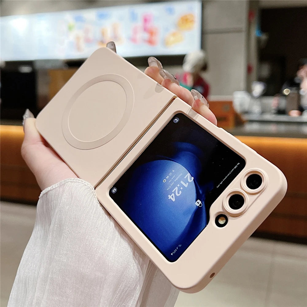 Liquid Silicone Magnetic Case For Samsung Galaxy Z Flip 7 6 5 4 3 Wireless Charging Shockproof Protection Soft Cover For ZFlip6