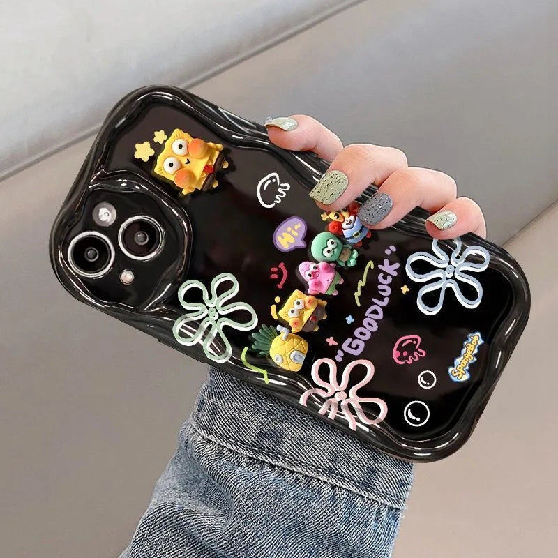 For Samsung Galaxy S24 S20 FE S21 S22 Plus S23 Ultra A30S A50 A31 A51 A20 M14 M34 M54 SpongeBob Toy Cartoon Wave Soft Phone Case