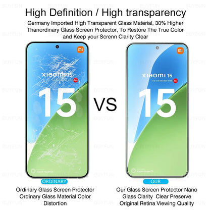 4Pcs Tempered Glass For Xiaomi 15 Cover Screen Protector Xiaomi Mi 15 Fingerprint Unlock Glass Xiaomi15 5G Global Case Friendly