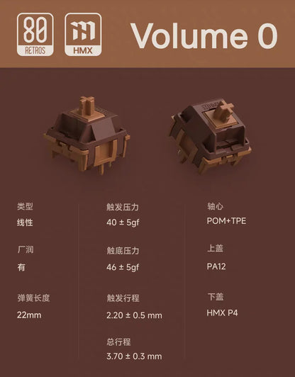 80Retros HMX KTT Film Switch Linear Tactile 5 Pins For Custom Mechanical Keyboard PC Accessories GAME1989/KD200/FJ400/Joker/XMA