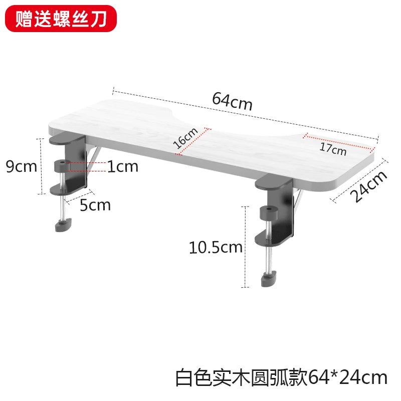 Walnut Wooden Desk Extender Ergonomic Design Large Space Foldable Structure Clamp- On Keyboard Tray Elbow Arm Support for Desk