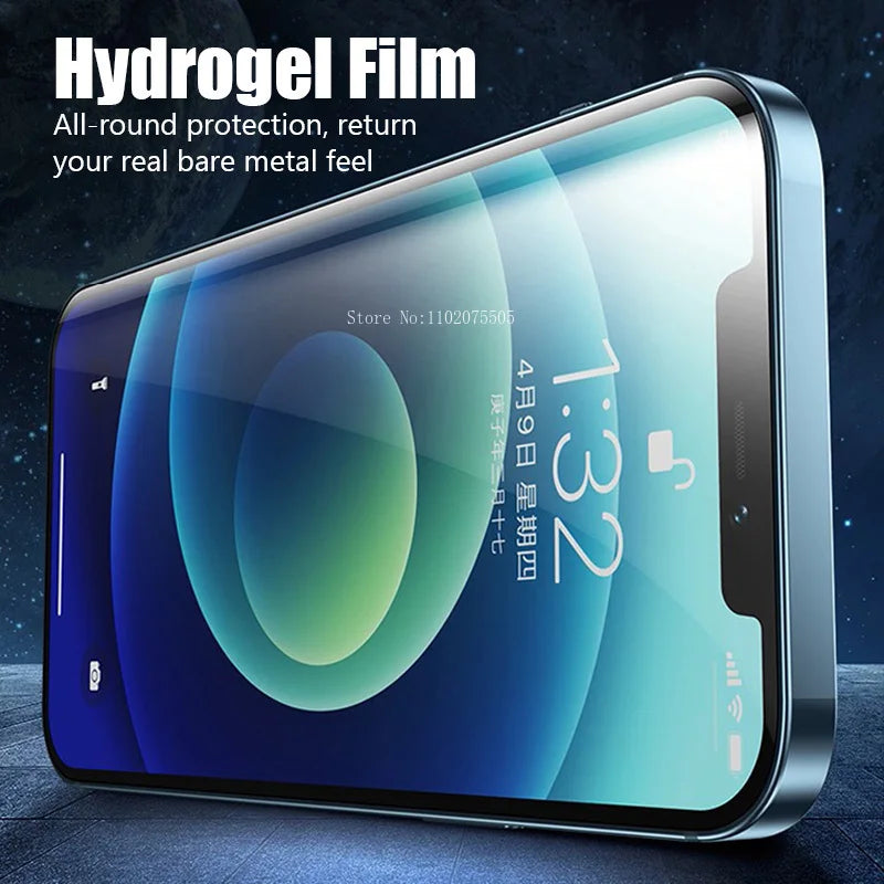 4Pcs Soft Hydrogel Film 13 12 Pro Max Silicone TPU Screen Protector For IPhone 14 11 XS XR X 7 8 15 Plus Support unlocking