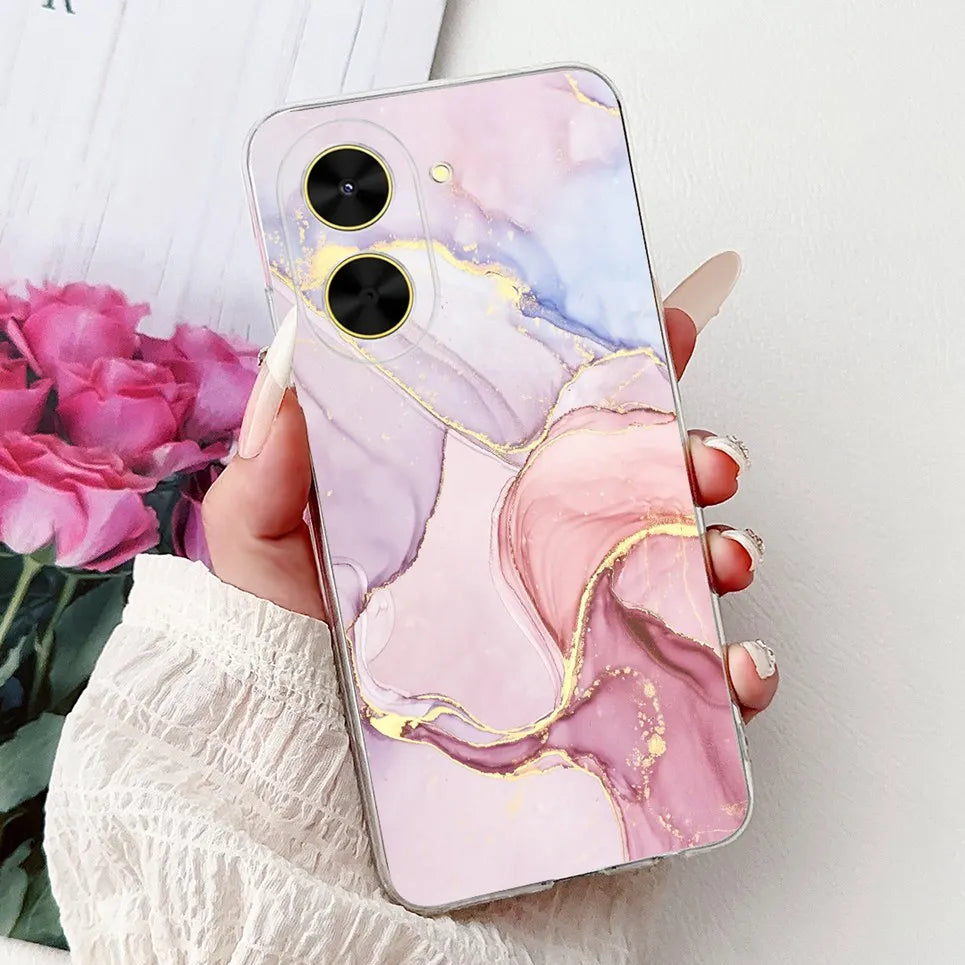 For Cover Xiaomi Redmi A5 4G / Poco C71 Phone Case Colorful Flower Butterfly Love Heart Lxuru Women Fashion Soft Clear Silicone