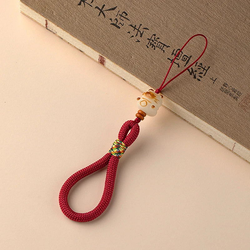 Cute Cartoon Bodhi Lucky Cat Bag Charm Phone Chain With Wrist Pendant Anti Loss Phone Case Lanyard Backpack Decoration Gift