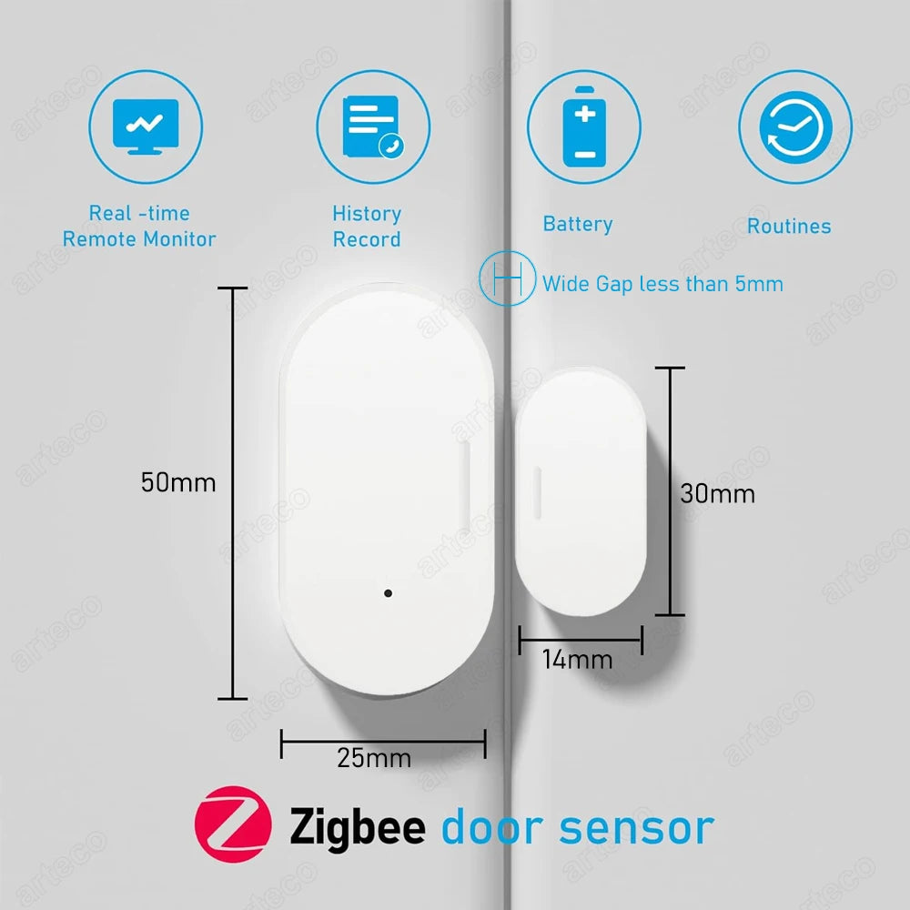 Zigbee Door Window Sensor Open Close Detector Smart Home Security Alarm Burglar Door Sensor Works With Alexa Home Assistant Z2M