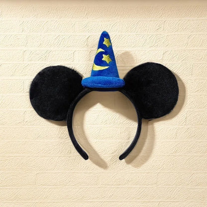 1pc Minnie Mouse Ear Hairband Blue Star Crescent Rod Soft Polyester Headpiece Girls Princess Party Birthday Creative Gift