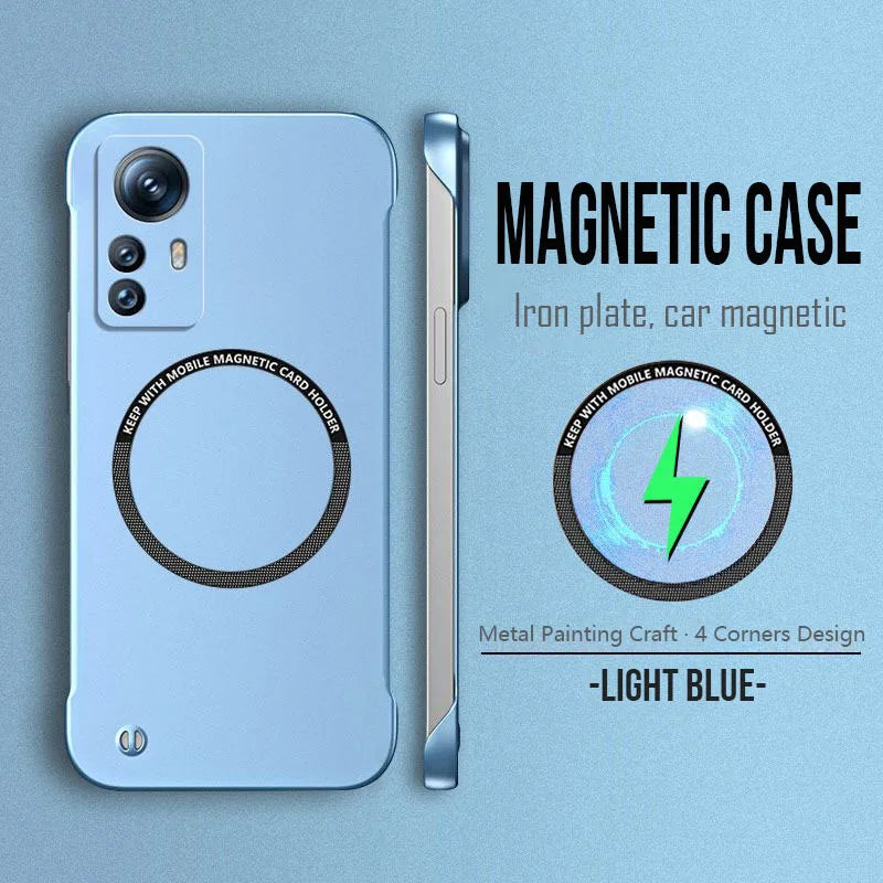 Magnetic Metal Paint Thin Frameless Phone Case For XIAOMI 17 Pro Max 15 Ultra 15T 14 14T 13 13T 12 11 11T Pro Protective Cover
