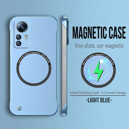 Magnetic Metal Paint Thin Frameless Phone Case For XIAOMI 17 Pro Max 15 Ultra 15T 14 14T 13 13T 12 11 11T Pro Protective Cover