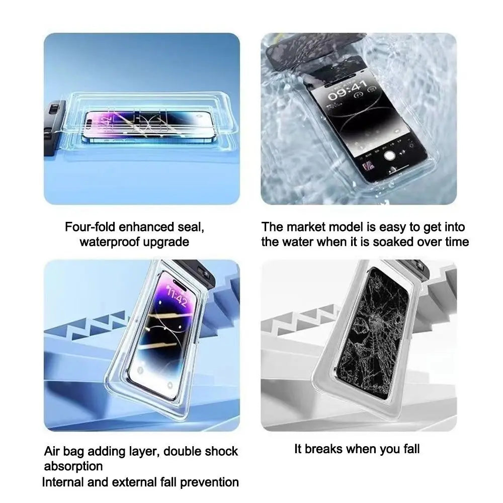 Transparent Waterproof Phone Case Touch Screen Under 7.0 inches Mobile Phone Cover with Lanyard Phone Sealed Bag Swimming&Diving