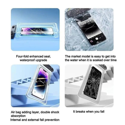 Transparent Waterproof Phone Case Touch Screen Under 7.0 inches Mobile Phone Cover with Lanyard Phone Sealed Bag Swimming&Diving