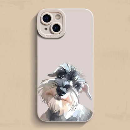 Cute Schnauzer Dog Pattern Phone Case For iPhone 17 16 15 14 11 Pro Max 12 13 Mini X XS XR 16e Shockproof Soft Silicone Cover