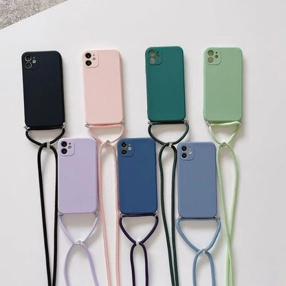Crossbody Lanyard Phone Case For VIVO V30E V40 SE Lite V27E V25 Y21 Y33S Y22 Y53S Y35 Y36 Y38 Y28 Necklace Strap Rope Cover