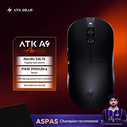 ATK DragonFly A9 Air Ultimate Wireless Gaming Mouse PAW3950 Ultra 42000DPI 750IPS 8KHz RGB Ergonomic For Windows MacOs PC Gifts