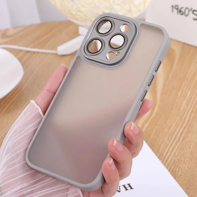 natural titanium Luxury phone case for iphone 15 14 13 12 11 pro max plus Camera protection  Matte Shockproof Bumper full Cover