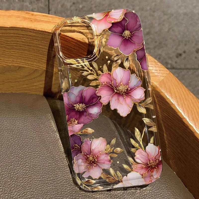 Colorful large flowers Phone Case For iPhone 16 15 13 14 12 11 Pro Max 7 8 Plus  X XR XS 12 13 Clear Cover Case Funda Bumber