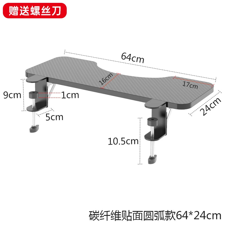Walnut Wooden Desk Extender Ergonomic Design Large Space Foldable Structure Clamp- On Keyboard Tray Elbow Arm Support for Desk