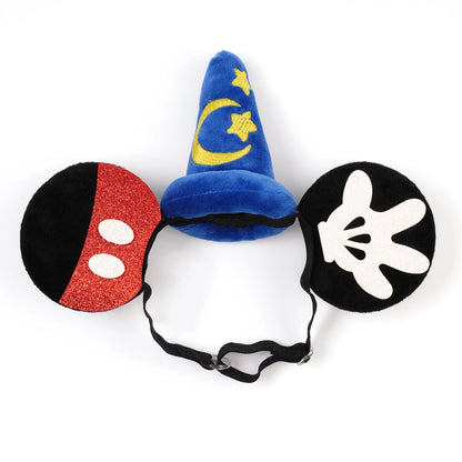 1pc Minnie Mouse Ear Hairband Blue Star Crescent Rod Soft Polyester Headpiece Girls Princess Party Birthday Creative Gift