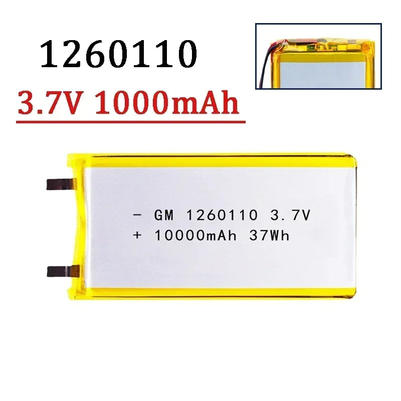 1-10PCS 10000mAh Polymer Lithium Battery 1260110 3.7V Rechargeable Battery for Toy Power Bank GPS Laptop Camping Lights Diy NEW