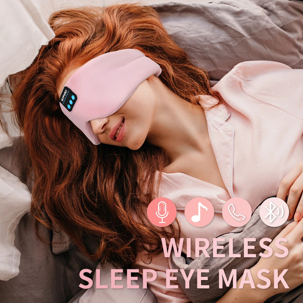 Sleeping Headphones Bluetooth Eye Mask for Women Men, Wireless Music Blackout Masks for Side Sleepers Insomnia Travel Gift