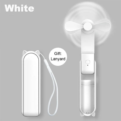 Portable Mini Handheld Fan Small Pocket Fan USB Rechargeable Battery Fan Folding Cooling Hand Fan Mini USB Fan with Power Bank