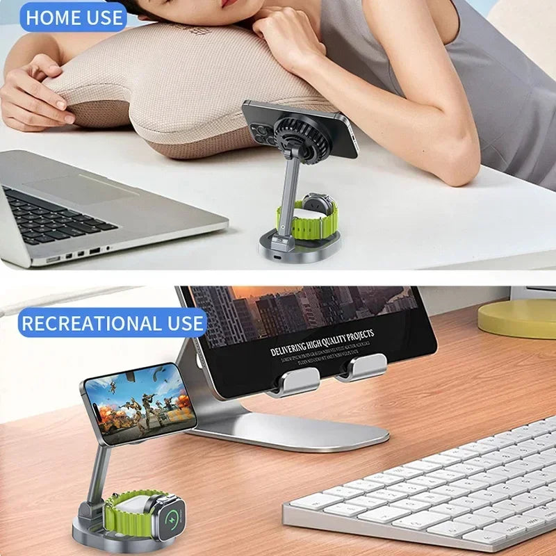 Ice Cooling 3 in 1 Magnetic Wireless Charger Stand Pad Foldable Fast Charging Dock for iPhone 15 14 13 12 Pro IWatch 8 7 Airpods