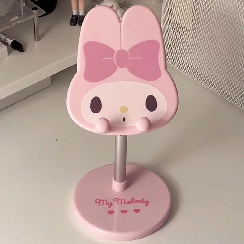 New Sanrio Foldable Phone Stand Melody Kuromi Portable Anti-Slip Base Soft Silicone Compatible with All Smartphones Tablets Gift