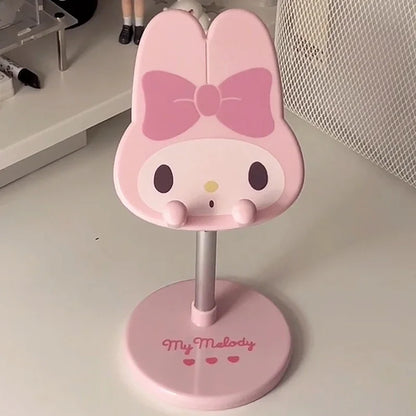 New Sanrio Foldable Phone Stand Melody Kuromi Portable Anti-Slip Base Soft Silicone Compatible with All Smartphones Tablets Gift
