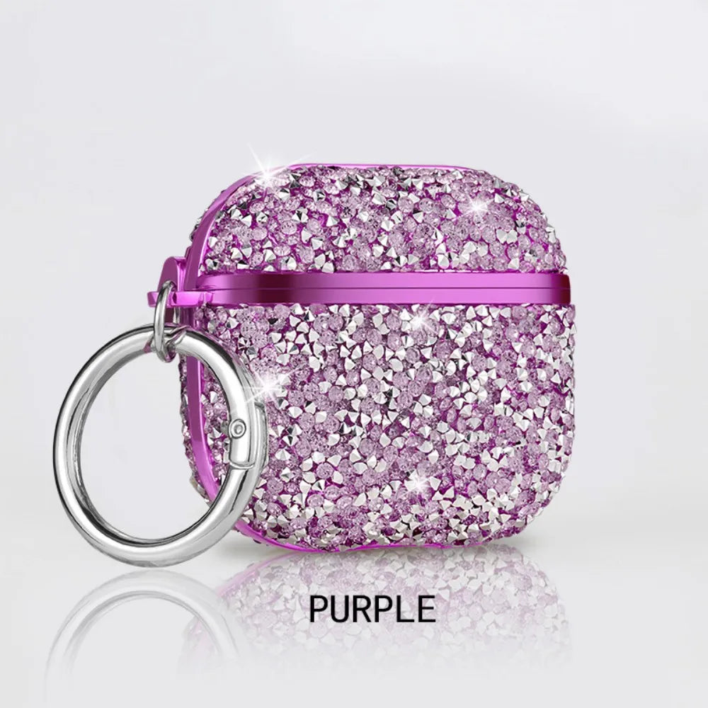 Funda For AirPods 4 3 2 1 Pro2 Case Glitter Diamond Bling Headphone Cover For AirPods 4 4th Pro 2 2nd Cases TPU Coque With Hook