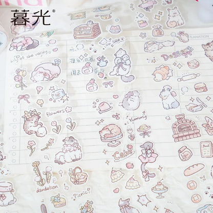 Mr.Paper，200cm/Roll， Cute cat cartoon illustration sticker tape, DIY collage scrapbook, diary, phone case decoration tape Gifts