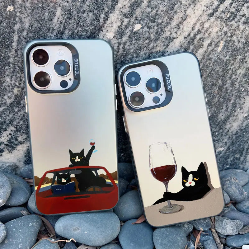 Funny Cat Daily Life Phone Case For iPhone 11 17 12 14 Pro Max Cases 16 13 15 Pro Max 13 Mini 15 Plus Shockproof Laser Covers