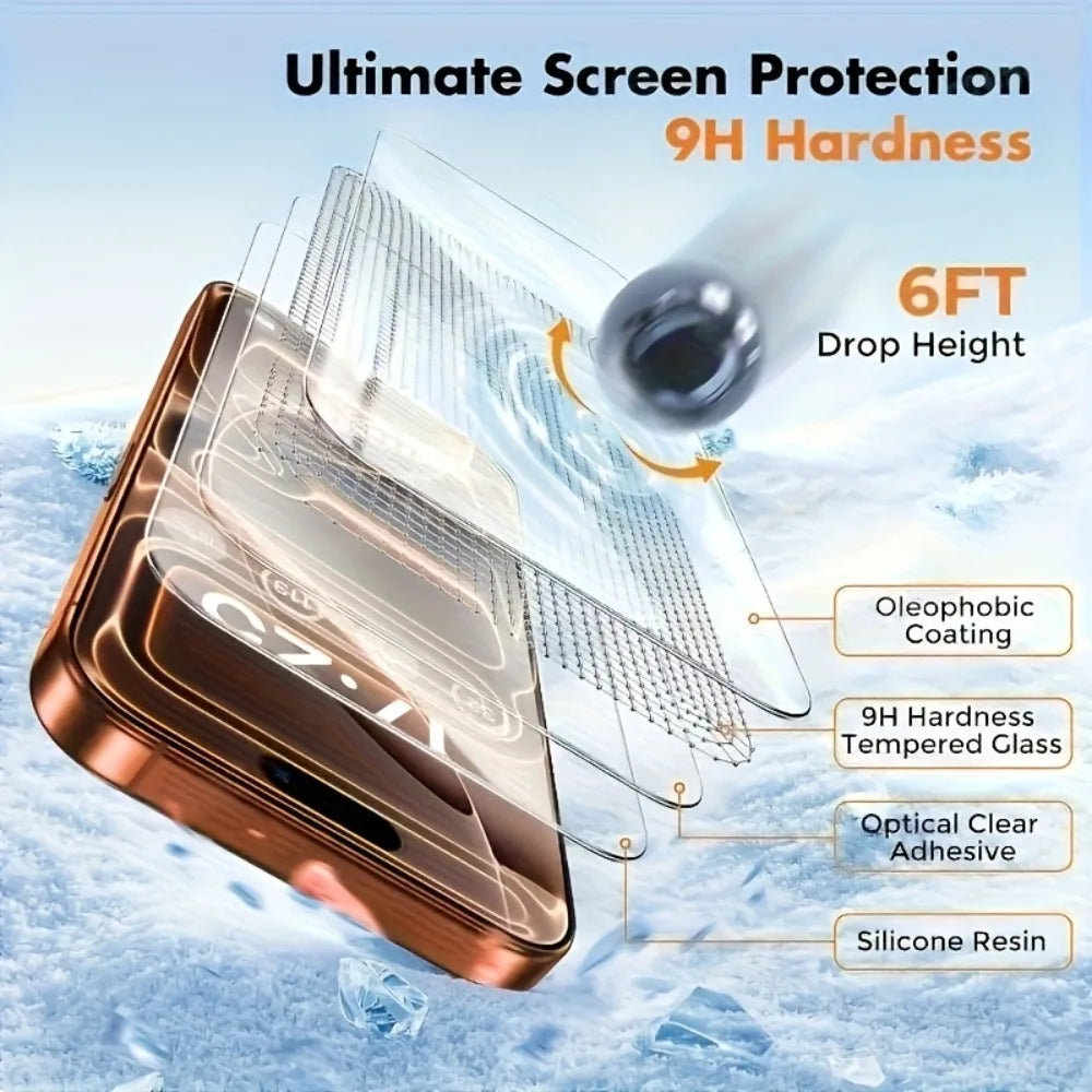 5Pcs Ultra Clear Tempered Glass for iPhone 17 16 15 14 Pro Max Air 15 16 Plus Screen Protector for iPhone 13 12 11 Pro XR XS Max