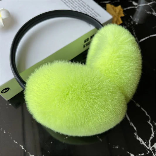 Natural Winter Fur EarMuffs For Women Ear Cover Accessories Real Fur Headphones Warm Earflap Real Rex Rabbit Ear Warmer For Gift