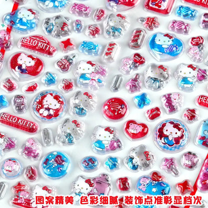 Kawaii Hello Kitty 3D Relief Stickers Cute Phone Case Laptop Water Bottle Decorations Stickers School Stationery Supplies