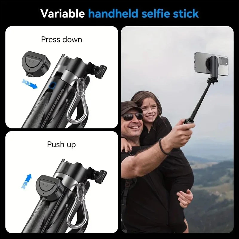 Pocket Bluetooth Magnetic Selfie Stick Telescopic Multifunctional Tripod Phone Holder Stand for IPhone 16 Magsafe Suporte Mount