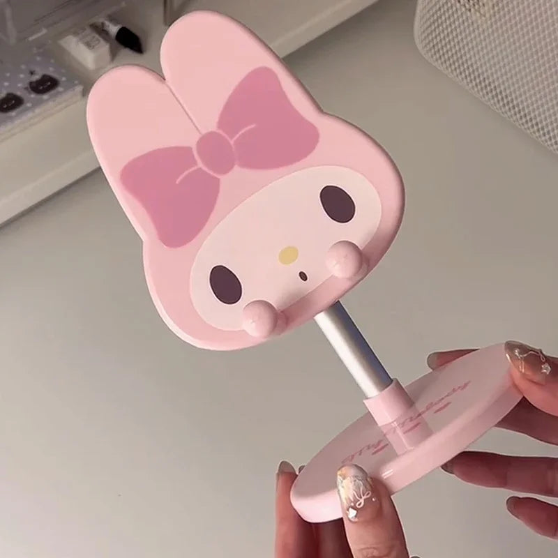 New Sanrio Foldable Phone Stand Melody Kuromi Portable Anti-Slip Base Soft Silicone Compatible with All Smartphones Tablets Gift