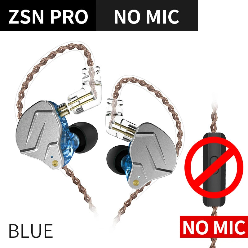 KZ ZSN Pro Headphones In Ear Monitor Hybrid Technology Best Earphone 1BA+1DD HIFI Bass Phone Metal Wired Headset With Microphone