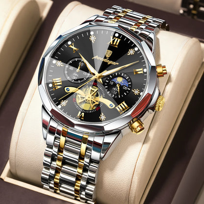 POEDAGAR Luxury Men Clock Waterproof Luminous Chronograph Sport Man Wristwatch Stainless Steel Fahion Quartz Men's Watches Reloj